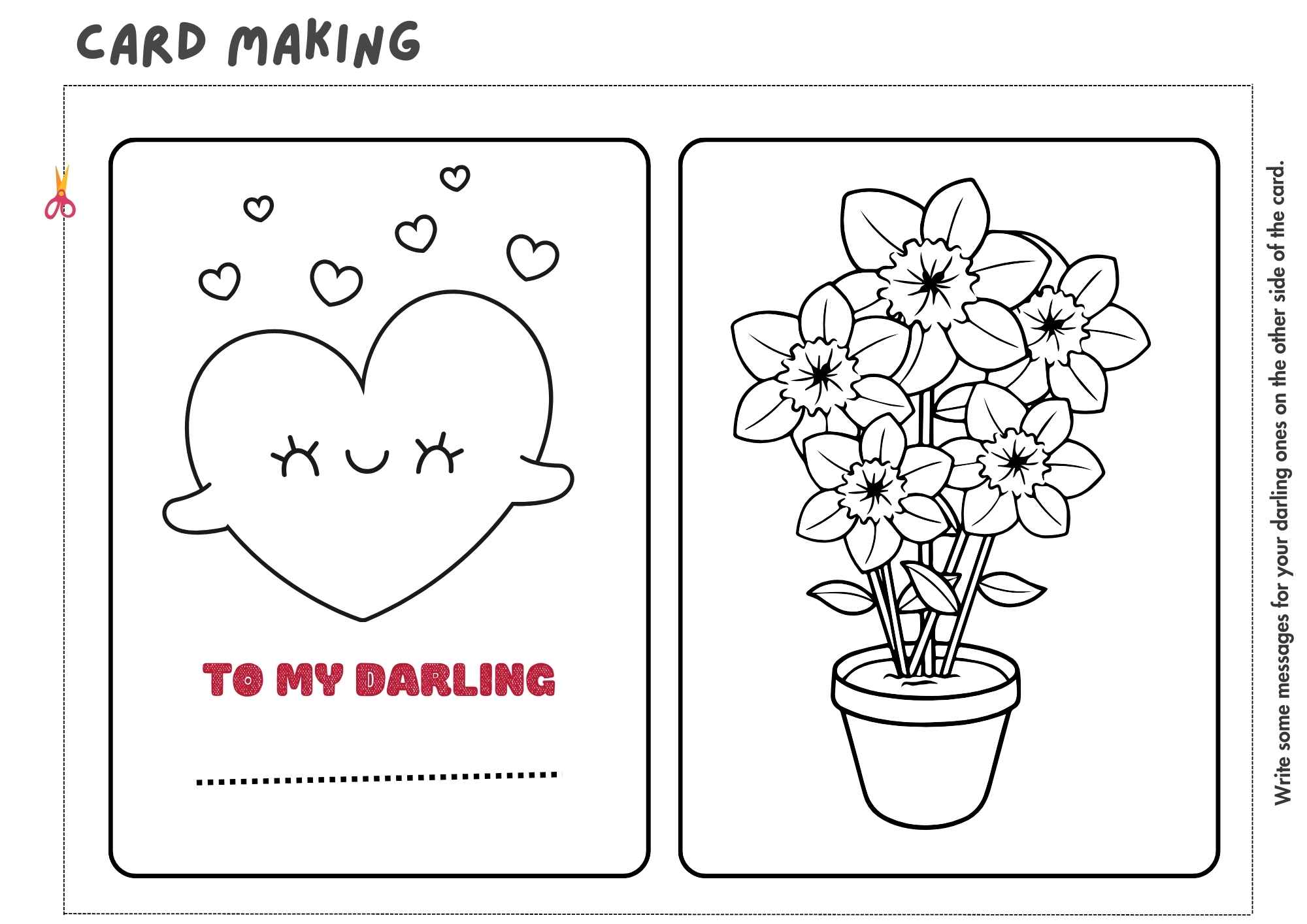 International Women's Day and Mothers Day Card for Coloring pdf